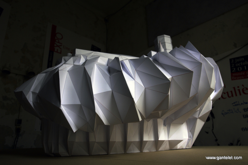 Sculpture Foldedoriginal watercolor by artist stéphane gantelet whith the title of artwork is Paper cathedral