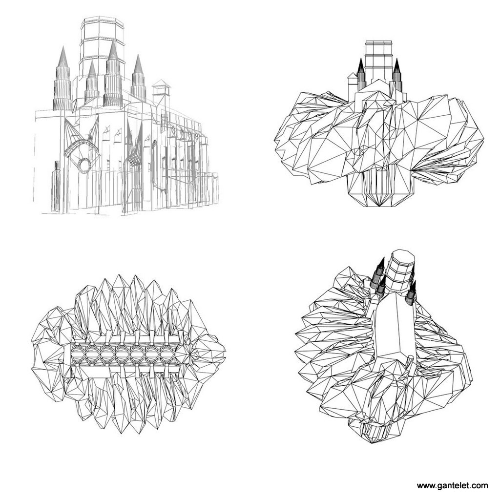 Sculpture Foldedoriginal watercolor by artist stéphane gantelet whith the title of artwork is Paper cathedral
