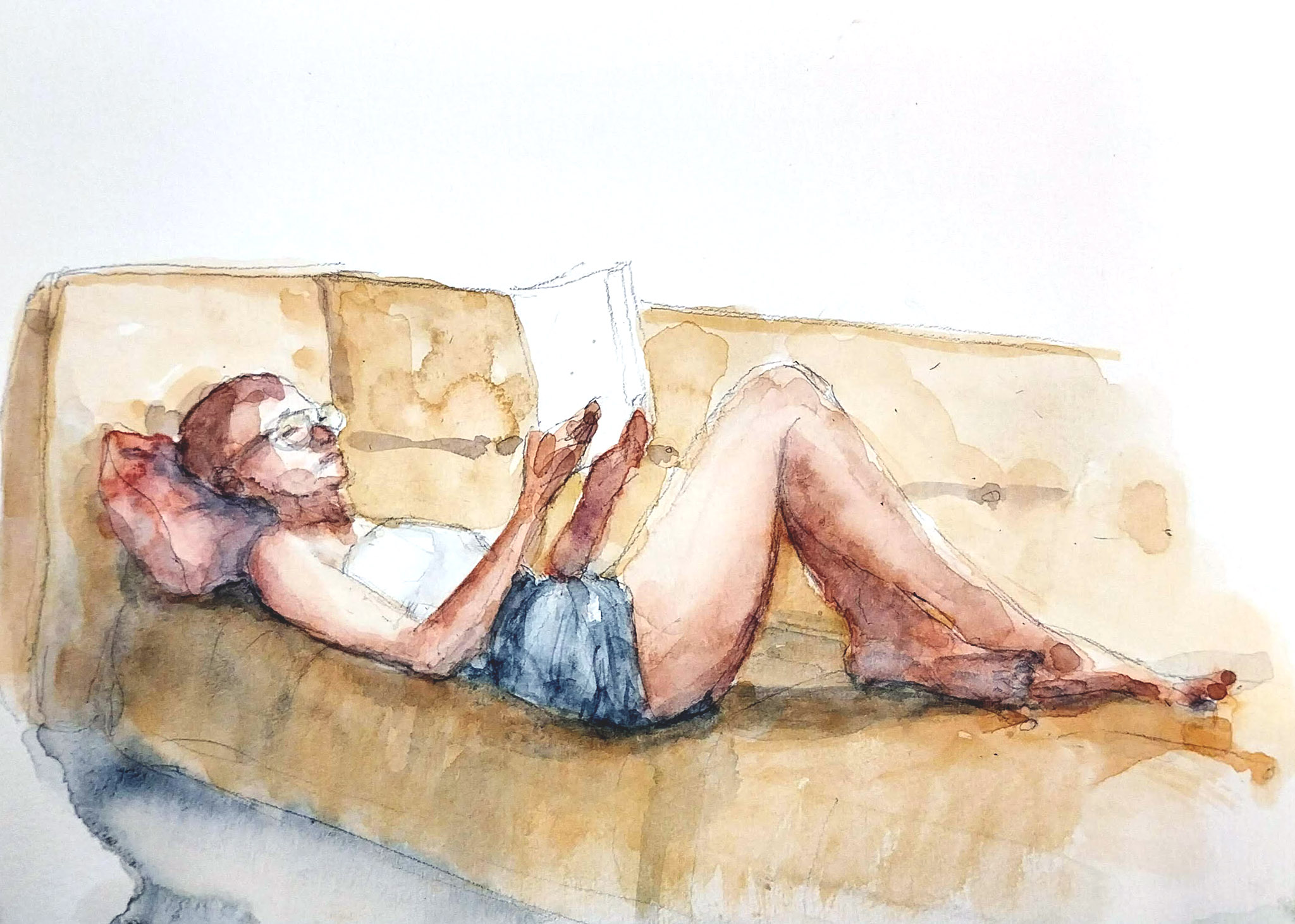 original and authentic sculpture by artist stéphane gantelet. title of artwork : aquarelle_339_Cevennes_Brouzet_personnage_Juliette_jaune_2025
